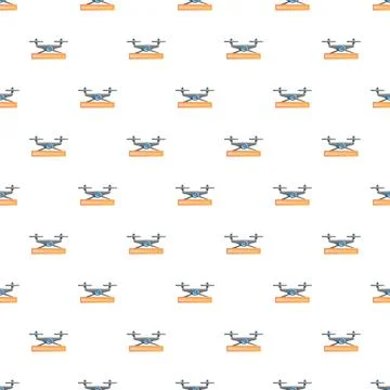 Drone technology delivering packages seamless repeat pattern Stock Illustration