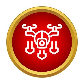 Drone technology delivering service icon with arrows Stock Illustration