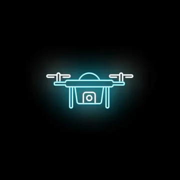 Drone technology icon with glowing neon effect Stock Illustration
