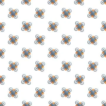 Drone technology repeating seamless pattern on white background Illustrazione stock