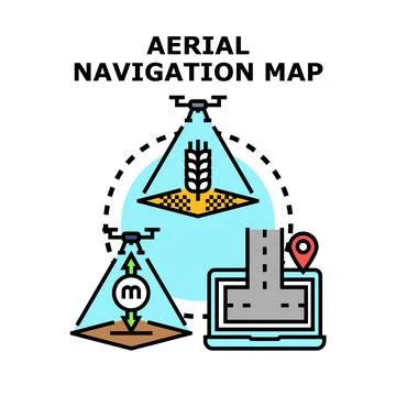 Drone technology revolutionizing aerial navigation mapping concept Stock Illustration