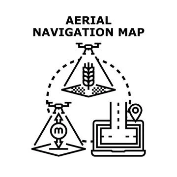 Drone technology revolutionizing aerial navigation mapping concept Stock Illustration