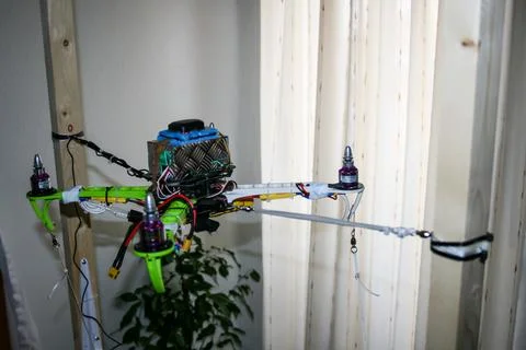 A drone test set designed for testing the electronics of medium size drones. Stock Photos