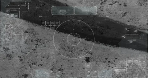 Drone with thermal night vision view of terrorist squad walking with weapons Vidéo 106681751
