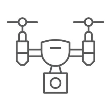 Drone thin line icon, device, quadcopter Stock Illustration