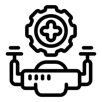 Drone thinking about positive result with gear and plus sign icon Illustrazione stock