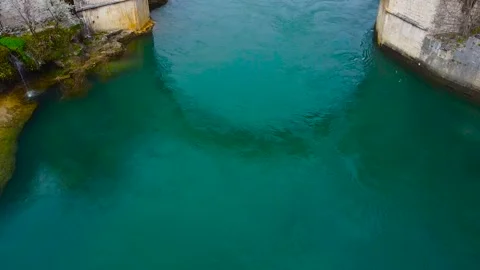 Drone Tilt Down Along Mostar Bridge Edge Toward Neretva River Stock Footage 268771915