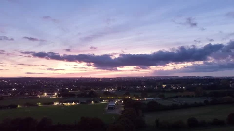 Drone Time-Lapse Over Avery Hill Park New Eltham London at Sunset with Stock Footage 291003676