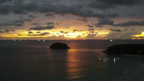 Drone timelapse about sunset at the beach Stock Footage 194379780