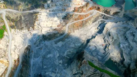 Drone timelapse : Aerial view flying over a quarry. hyperlapse Stock Footage 210786396