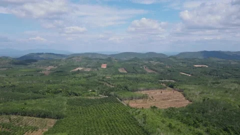 Drone timelapse - clouds moving fast over the field Stock Footage 192572362
