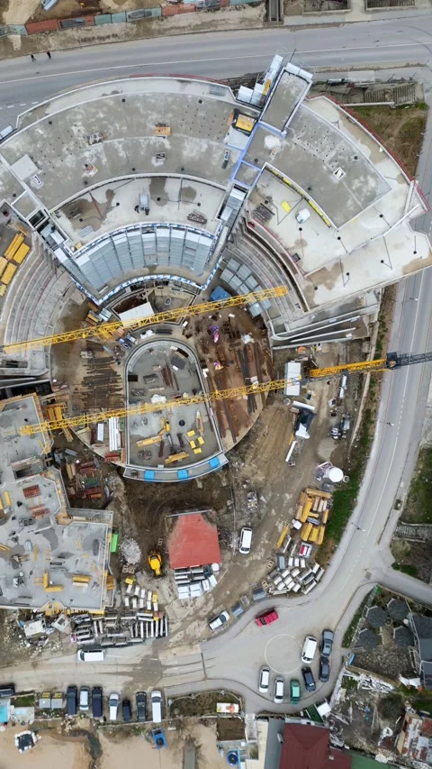 Drone Timelapse of Modern Hotel Construction, Aerial View of Progress Video stock 331536243