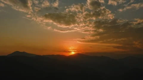 Drone Timelapse of Sunset Over Mountain Ridges and Valley in Nepal Stock Footage 345564238