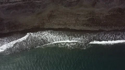 Drone top down above lonely empty sand tropical beach wave Video stock 145517501