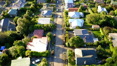 Drone Top Down Above Top Of World's Steepest Street In Dunedin New Zealand 4 Stock Footage 234936471