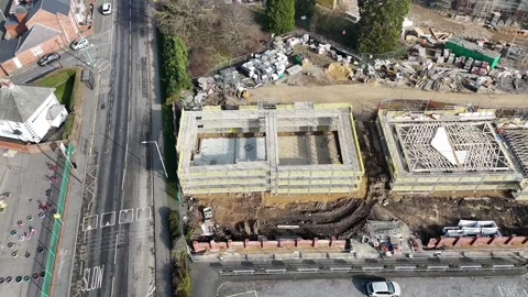 Drone-top-down-construction-site-uk Stock Footage 330250381