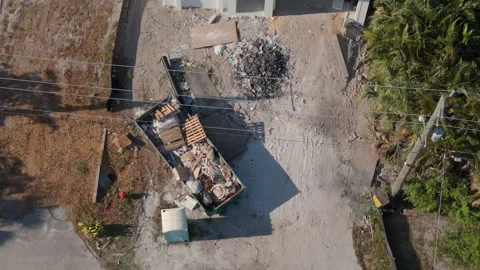 Drone top down footage of construction of a house. Element of house construction Stock-Footage 284302504