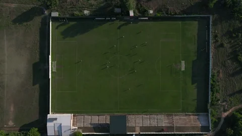 Drone top down footage of a soccer match Stock Footage 246155010