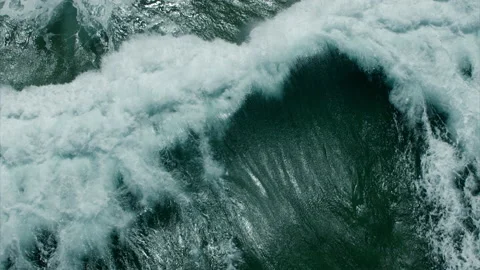 Drone Top Down over Stormy Ocean Waves | Stock Video | Pond5