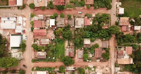 Drone top-down pull-back shot of Xinguara city, Pará, Brazil Stock Footage 317733903