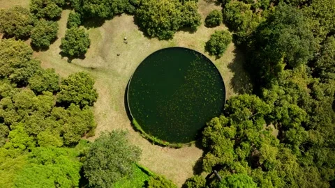 DRONE: TOP DOWN SHOT OF A BIG WATER STACK AT AN AVOCADO FARM IN MICHOACÁN Stock Footage 323427954