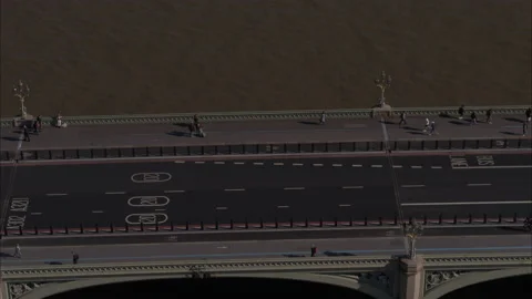 Drone top down shot flying over Westminster Bridge  Stock Footage 230029141