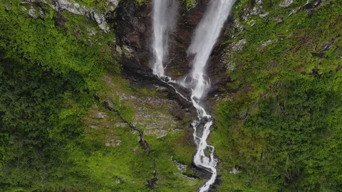 Drone top down view of big waterfall Stock Footage 111778961