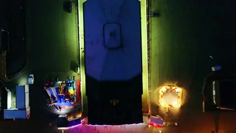 Drone top down view of Blackpool pier illuminated by the rides. Stock Footage 139203088