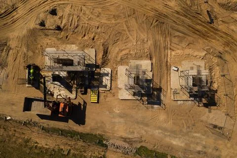 Drone top down view of construction site Stock-Fotos