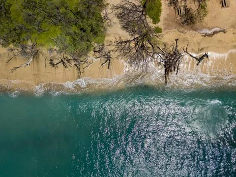 Drone top down view of the crystal clear water in Lahaina, Maui, Hawaii Foto stock