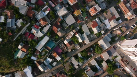 Drone Top-Down View of Dense Urban Neighborhood Video stock 323565187