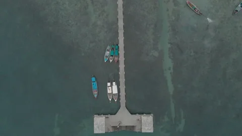 Drone top down view of the pier in paradise island of Koh Mook, Thailand Stock Footage 111838214