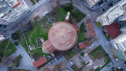 Drone top-down view of rotunda of galerius in thessaloniki Stock-Footage 332685627