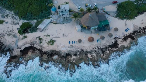 Drone top down view of sea beach park wi... | Stock Video | Pond5