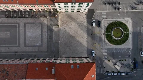 Drone top-down of Vodoskok in Split, Croatia, showing streets and urban design Stock Footage 301277967
