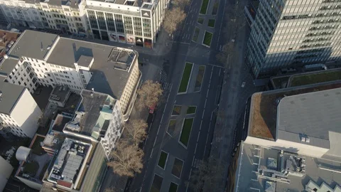 Drone Top Shot on Empty Main Street Stock-Footage 128838749
