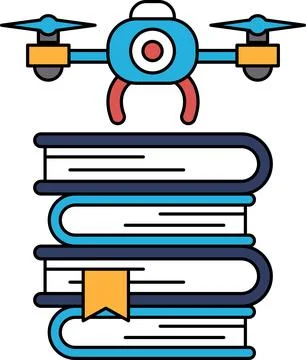A drone is on top of a stack of books Illustrazione stock