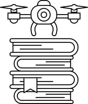 A drone is on top of a stack of books Stock Illustration