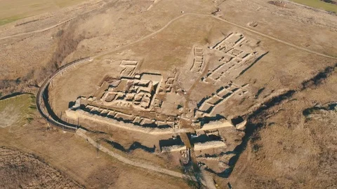 Drone top view The ancient Thracian city of Kabyle, Kabile or Cabyle in Bulgaria Vídeo Stock 127377392