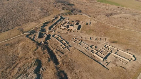 Drone top view The ancient Thracian city of Kabyle, Kabile or Cabyle in Bulgaria Vídeo Stock 127377994