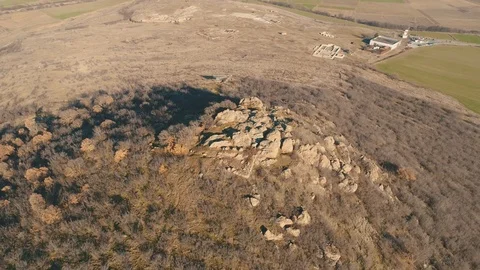 Drone top view The ancient Thracian city of Kabyle, Kabile or Cabyle in Bulgaria Видео 127378292