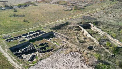 Drone top view The ancient Thracian city of Kabyle, Kabile or Cabyle in Bulgaria Stock Footage 296150089