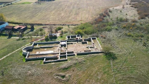 Drone top view The ancient Thracian city of Kabyle, Kabile or Cabyle in Bulgaria Stock Footage 296150358