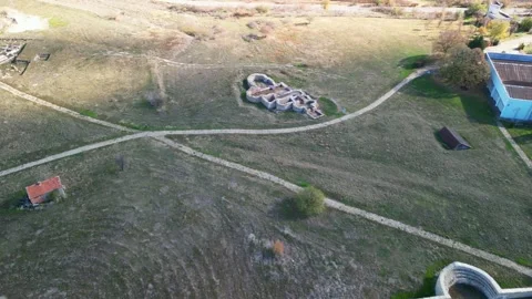Drone top view The ancient Thracian city of Kabyle, Kabile or Cabyle in Bulgaria Stock Footage 296150359
