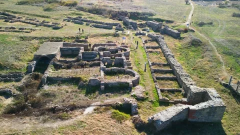 Drone top view The ancient Thracian city of Kabyle, Kabile or Cabyle in Bulgaria Stock Footage 296150372