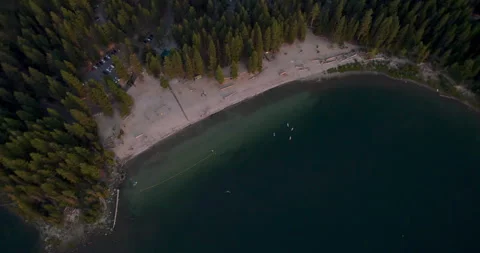 Drone Top View of Beach with Calm Water Stock Footage 310355253