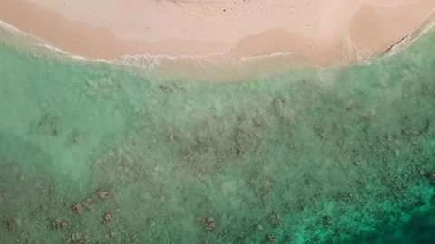 Drone top view of beach in Maldives, clear water and coastline Stock-Footage 201445372