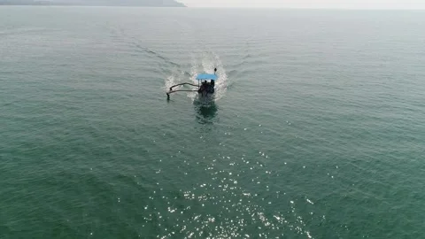 Drone-top-view-boat-sea-goa-india Stock Footage 331663081