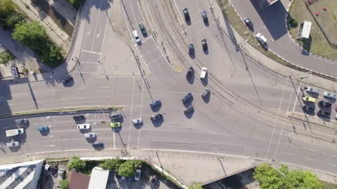 Drone top view of city traffic Stock Footage 161421998