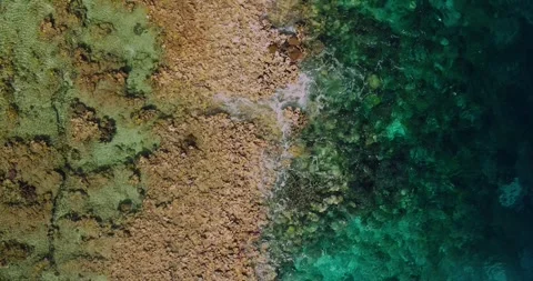 Drone Top View of Clear Tropical Sea and Sandy Shore 库存影片 329193913